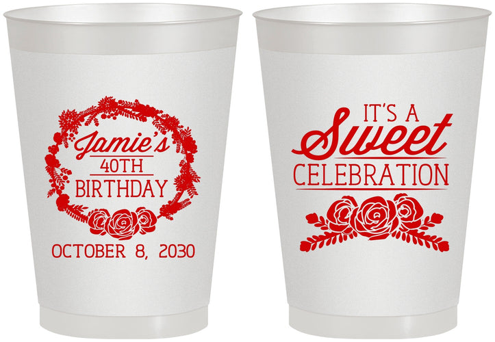 Personalized Birthday 8 oz Frosted Cups - 40th | 20040