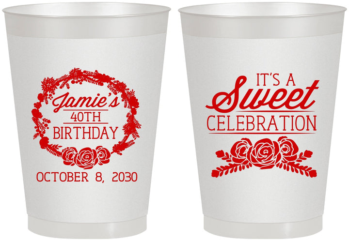 Personalized Birthday 8 oz Frosted Cups - 40th | 20040