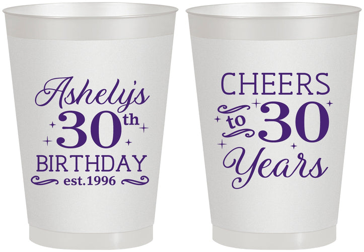 Personalized Birthday 8 oz Frosted Cups - Cheers To 30 Years | 20041