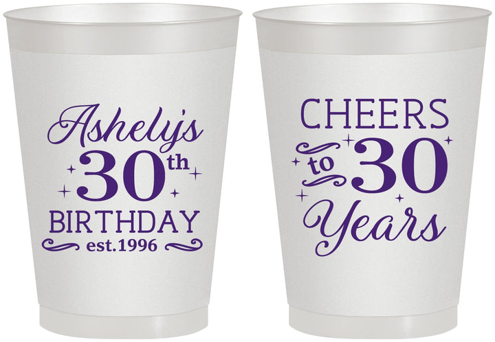Personalized Birthday 8 oz Frosted Cups - Cheers To 30 Years | 20041