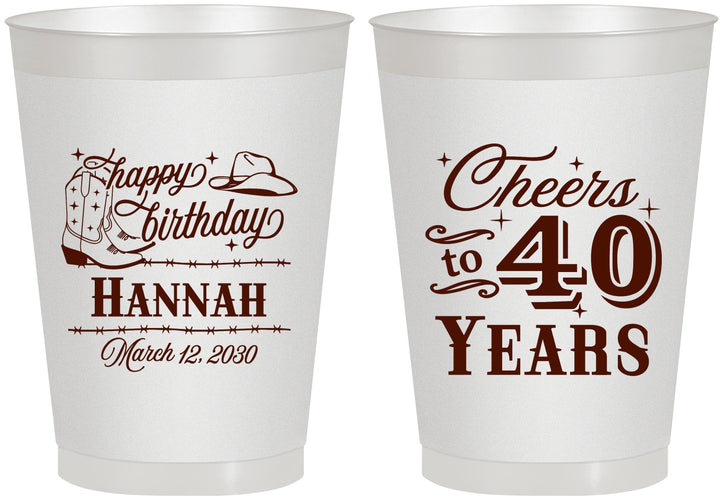 Personalized Birthday 8 oz Frosted Cups - 40th | 20042
