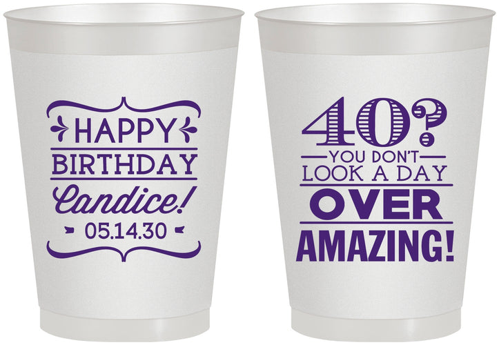 Personalized Birthday 8 oz Frosted Cups - 40th | 20044