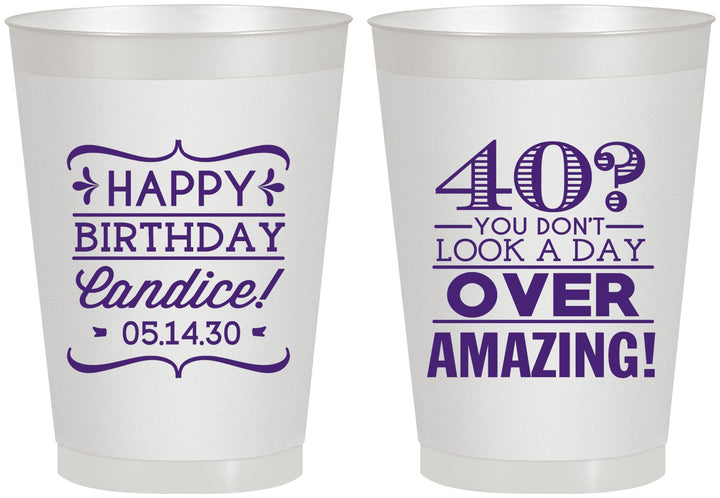Personalized Birthday 8 oz Frosted Cups - 40th | 20044