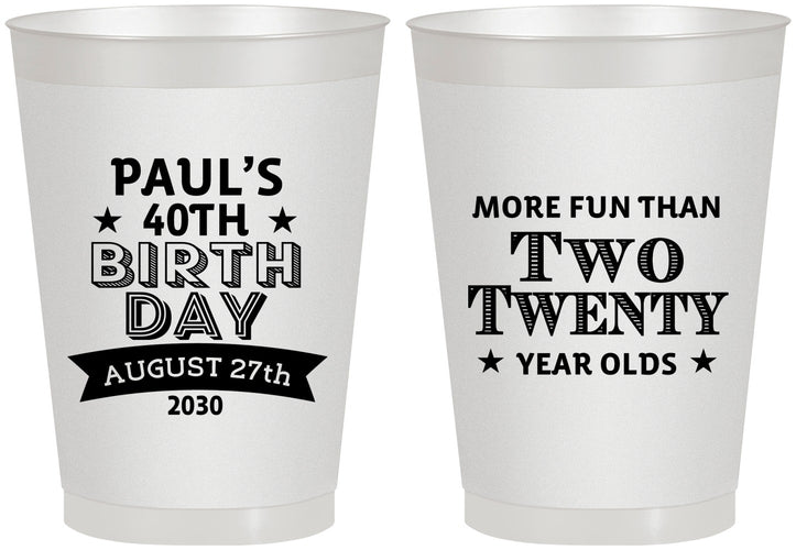 Personalized Birthday 8 oz Frosted Cups - 40th | 20045