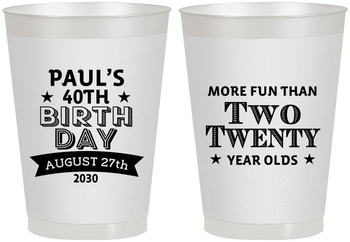 Personalized Birthday 8 oz Frosted Cups - 40th | 20045