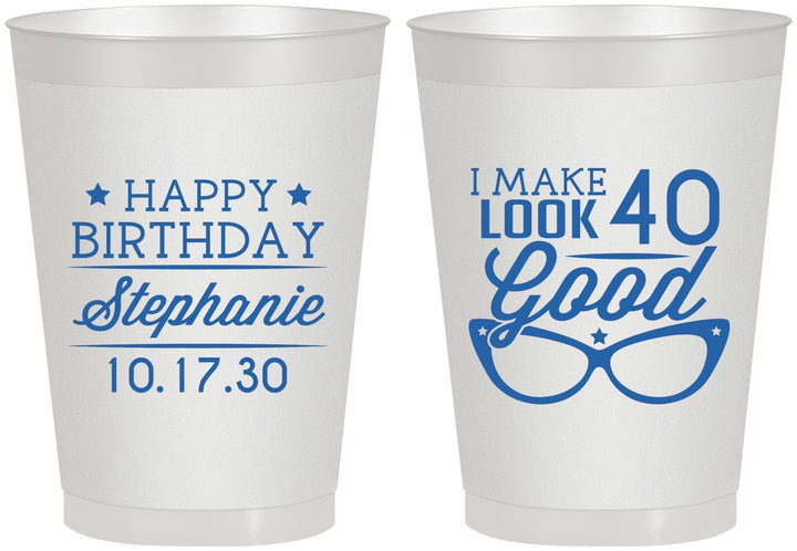 Personalized Birthday 8 oz Frosted Cups - 40th | 20048