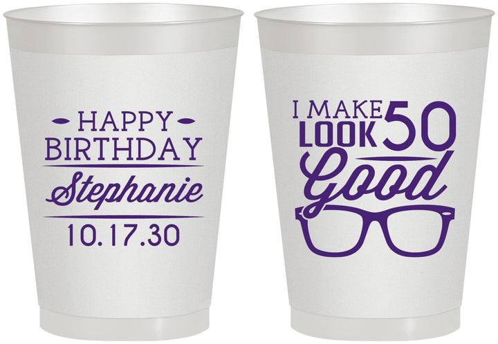 Personalized Birthday 8 oz Frosted Cups - 50th | 20049