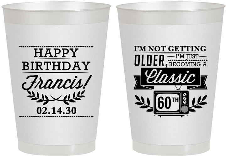 Personalized Birthday 8 oz Frosted Cups - 60th Classic Tv | 20057