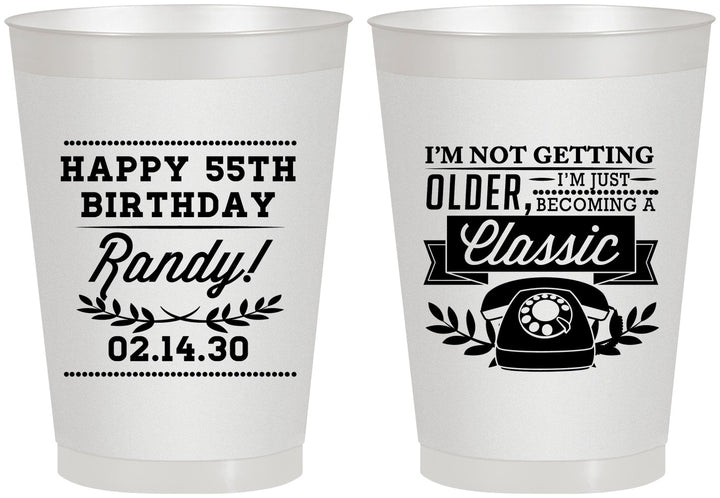 Personalized Birthday 8 oz Frosted Cups - 55th Classic Phone | 20058