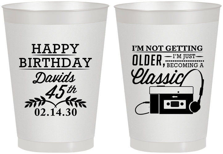 Personalized Birthday 8 oz Frosted Cups - 45th Cassette Tape | 20059