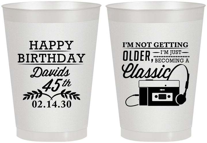 Personalized Birthday 8 oz Frosted Cups - 45th Cassette Tape | 20059