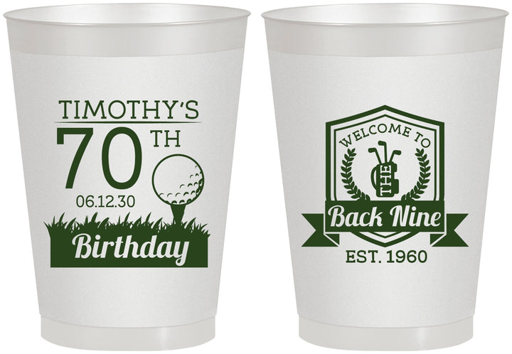 Personalized Birthday 8 oz Frosted Cups - 70th Golf | 20061