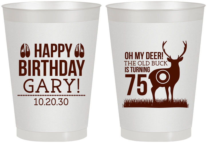 Personalized Birthday 8 oz Frosted Cups - 75th Hunting | 20063
