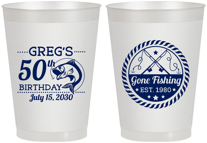 Personalized Birthday 8 oz Frosted Cups - 50th Nautical | 20065
