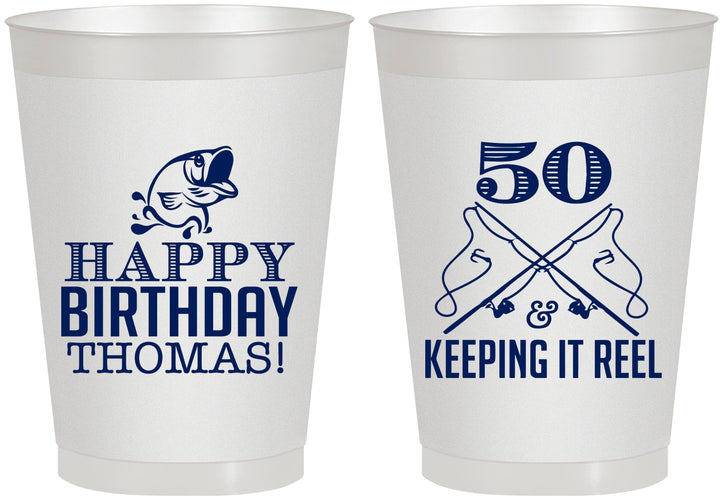 Personalized Birthday 8 oz Frosted Cups - 50th Keeping It Reel | 20066