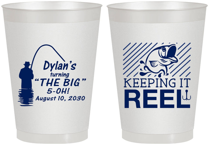 Personalized Birthday 8 oz Frosted Cups - 50th Keeping It Reel | 20067