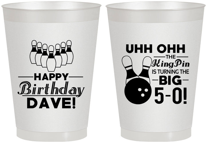 Personalized Birthday 8 oz Frosted Cups - 50th Bowing | 20071
