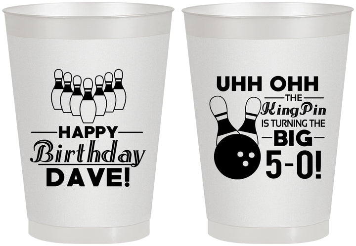 Personalized Birthday 8 oz Frosted Cups - 50th Bowing | 20071