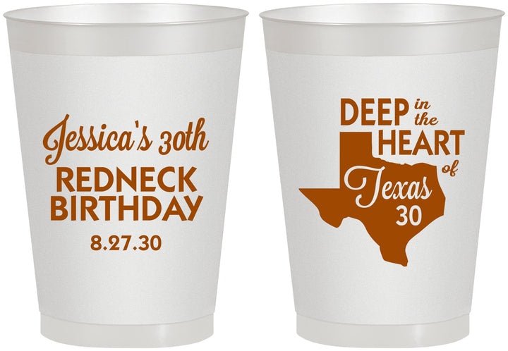 Personalized Birthday 8 oz Frosted Cups - 30th Redneck Texas | 20072