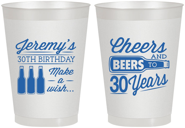 Personalized Birthday 8 oz Frosted Cups - Cheers Beers To 30 Years | 20076