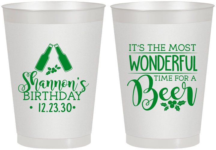 Personalized Birthday 8 oz Frosted Cups - Christmas | 20082