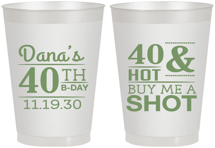 Personalized Birthday 8 oz Frosted Cups - 40th | 20086