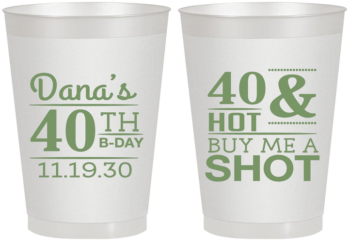 Personalized Birthday 8 oz Frosted Cups - 40th | 20086