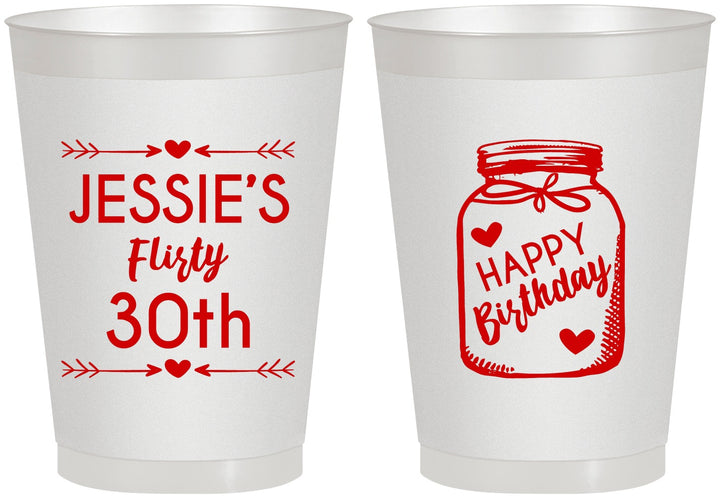 Personalized Birthday 8 oz Frosted Cups - 30th Flirty At Thirty | 20087