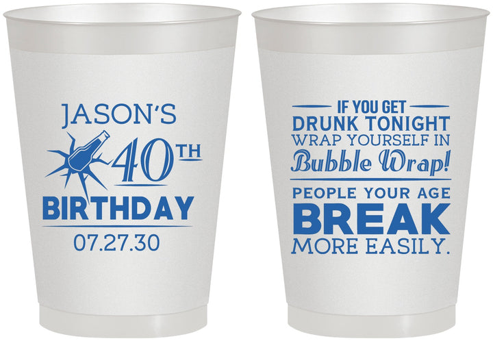 Personalized Birthday 8 oz Frosted Cups - 40th | 20088