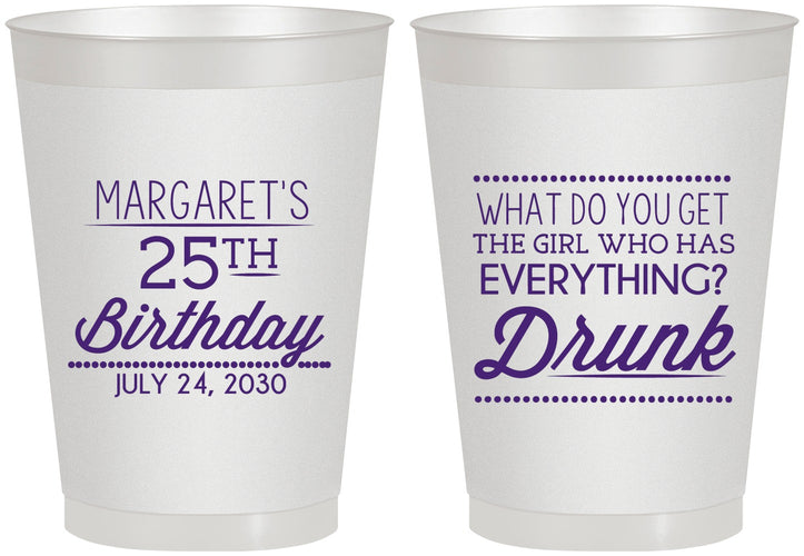 Personalized Birthday 8 oz Frosted Cups - 25th | 20093