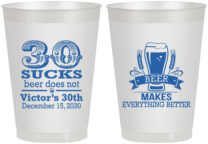 Personalized Birthday 8 oz Frosted Cups - 30th Sucks | 20097