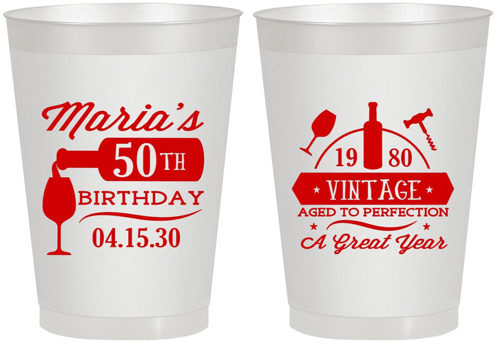 Personalized Birthday 8 oz Frosted Cups - 50th Wine | 20098