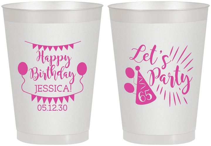 Personalized Birthday 8 oz Frosted Cups - 65th | 20105