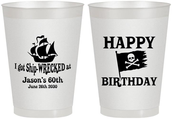 Personalized Birthday 8 oz Frosted Cups - 60th Pirate | 20106