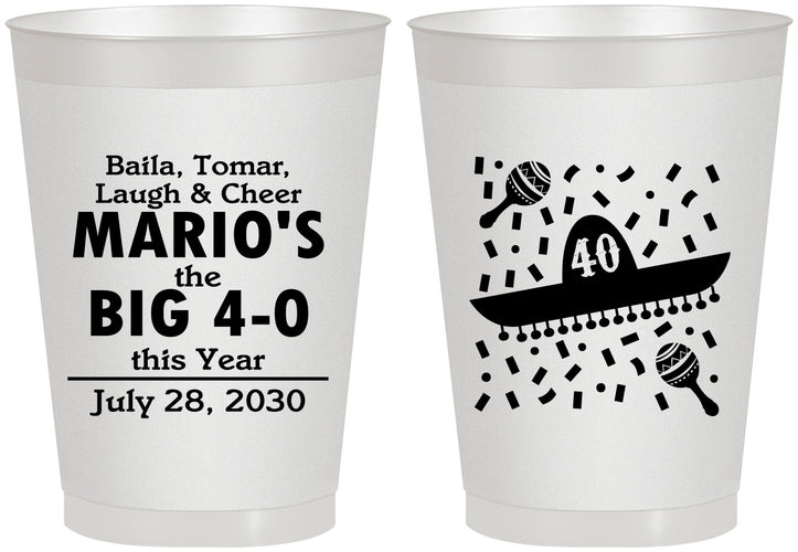 Personalized Birthday 8 oz Frosted Cups - 40th Mexico | 20109