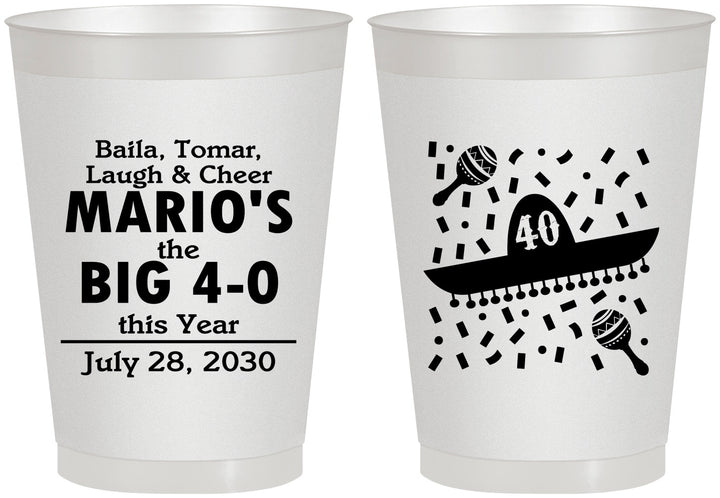 Personalized Birthday 8 oz Frosted Cups - 40th Mexico | 20109
