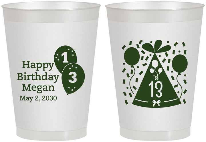 Personalized Birthday 8 oz Frosted Cups - 13th | 20115