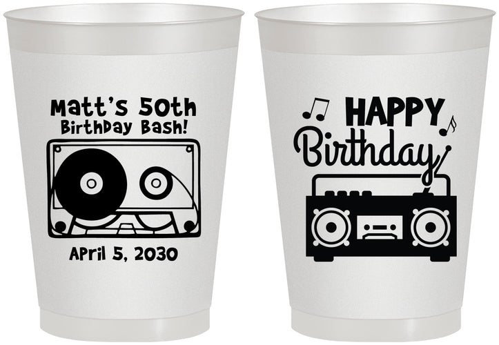 Personalized Birthday 8 oz Frosted Cups - 50th Cassette Tape | 20117