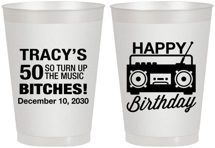 Personalized Birthday 8 oz Frosted Cups - 50th Cassette Tape | 20118