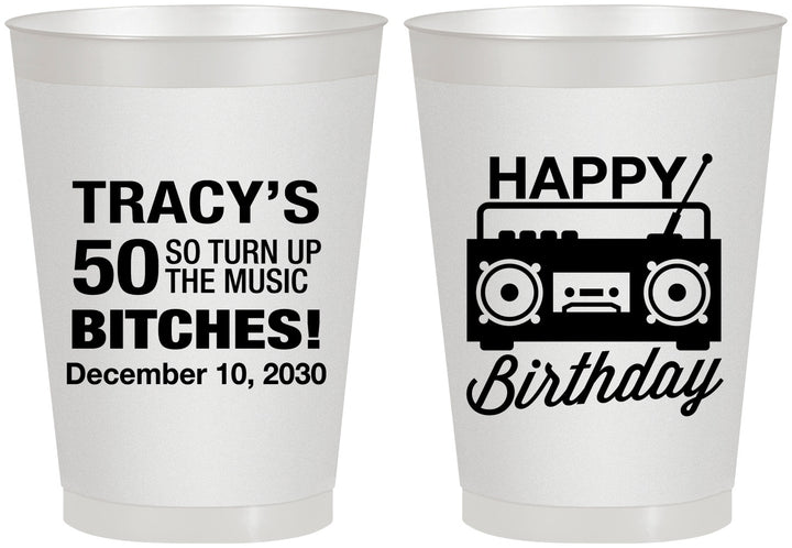 Personalized Birthday 8 oz Frosted Cups - 50th Cassette Tape | 20118
