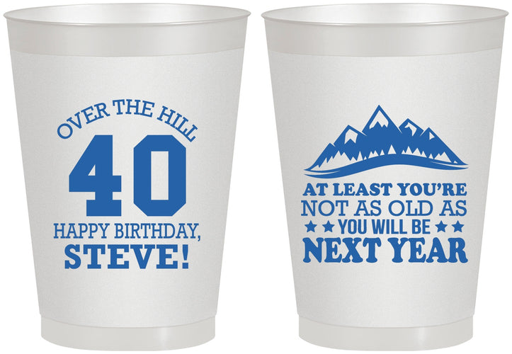 Personalized Birthday 8 oz Frosted Cups - 40th Over The Hill | 20123