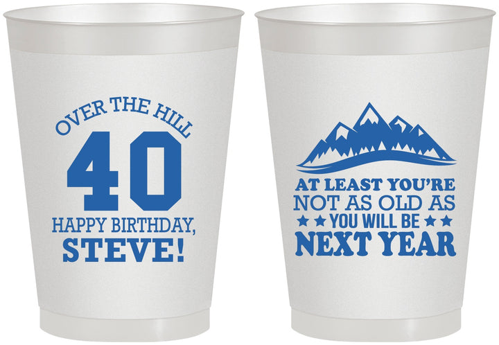 Personalized Birthday 8 oz Frosted Cups - 40th Over The Hill | 20123