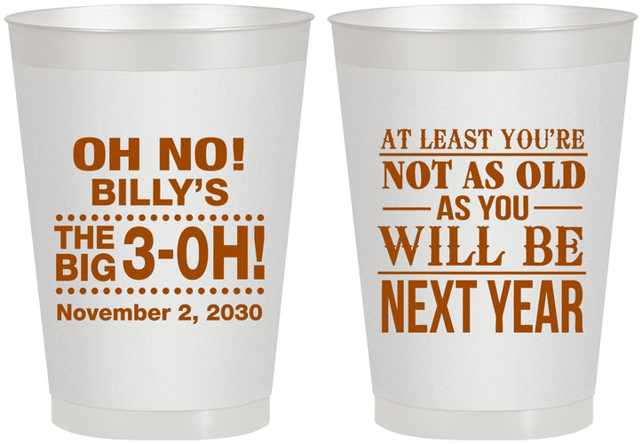 Personalized Birthday 8 oz Frosted Cups - 30th Big 3 Oh | 20125