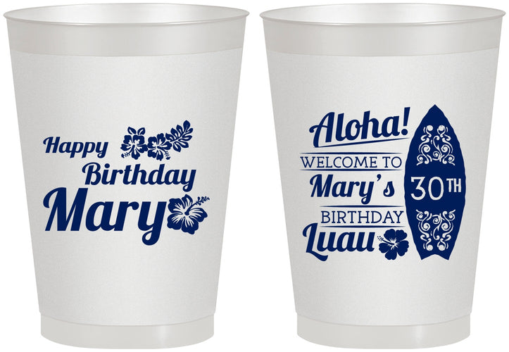 Personalized Birthday 8 oz Frosted Cups - 30th Hawaii | 20136