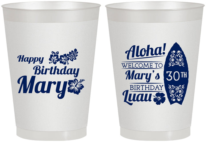 Personalized Birthday 8 oz Frosted Cups - 30th Hawaii | 20136