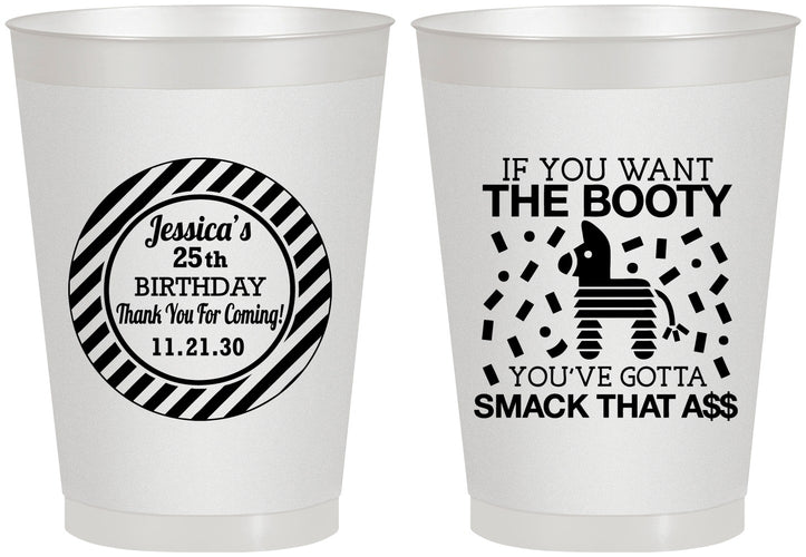 Personalized Birthday 8 oz Frosted Cups - 25th Smack Ass | 20138