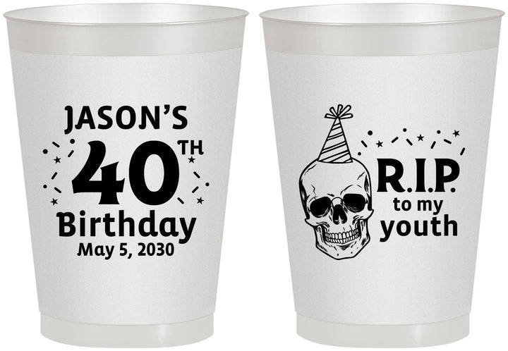 Personalized Birthday 8 oz Frosted Cups - 40th Rip Youth | 20141