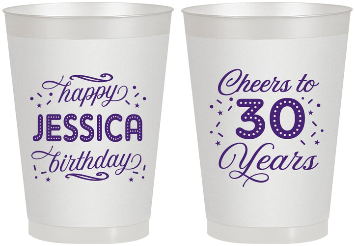 Personalized Birthday 8 oz Frosted Cups - Cheers To 30 Years | 20142