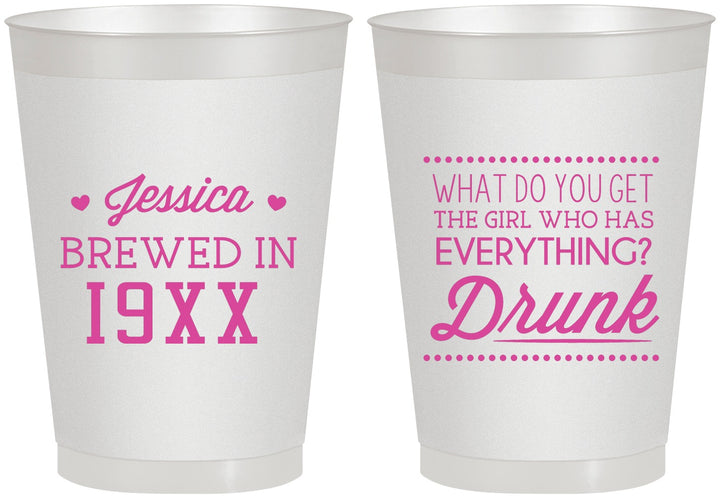 Personalized Birthday 8 oz Frosted Cups - Drunk | 20147