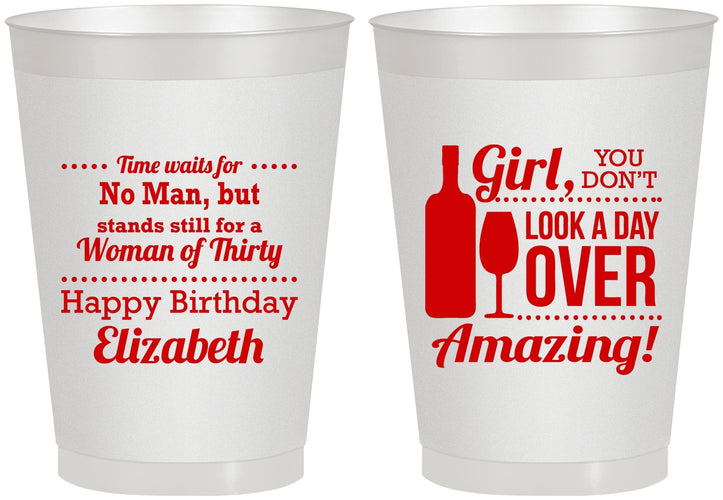 Personalized Birthday 8 oz Frosted Cups - Look A Day Over Amazing | 20150
